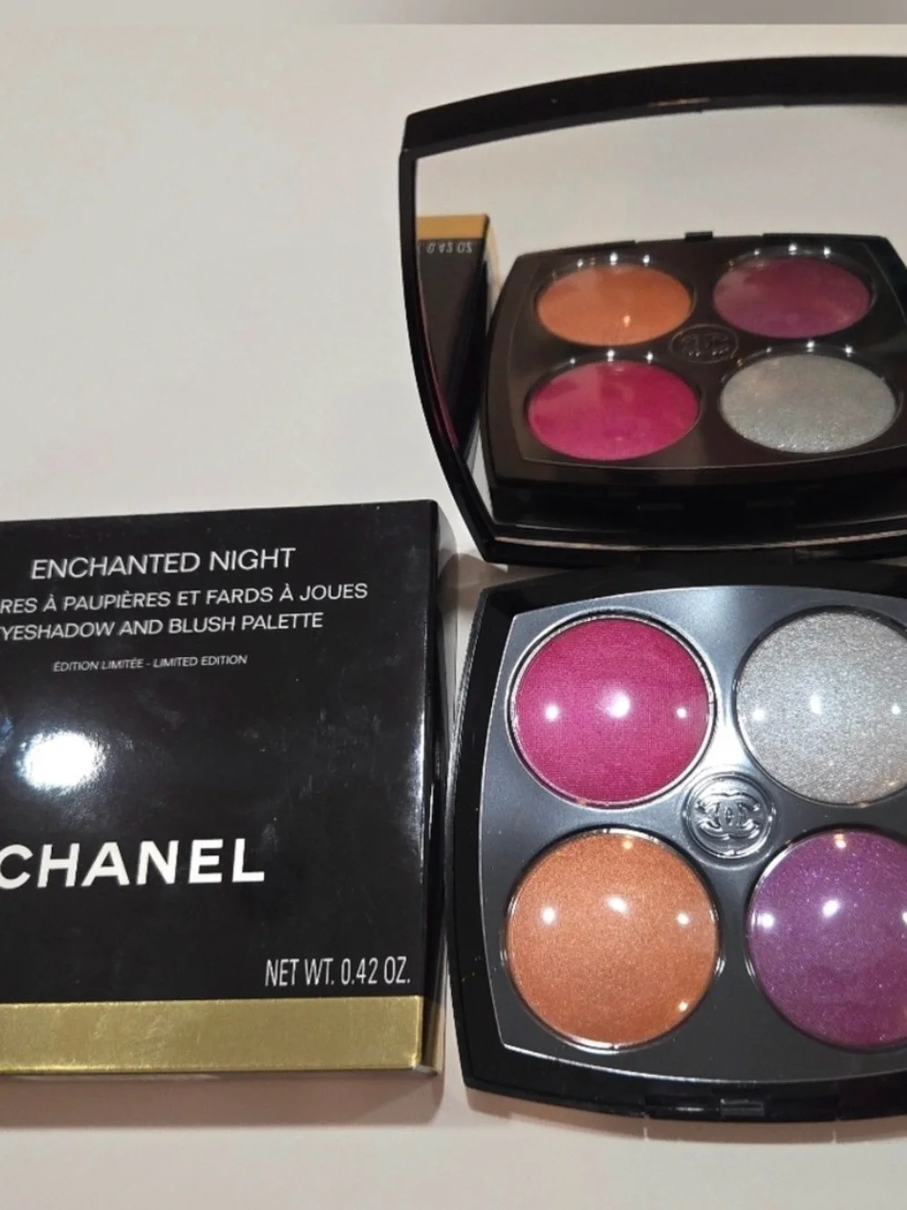 CHANEL Enchanted Night Eyeshadow & Blush Palette — Pink, Orange, Silver, Purple